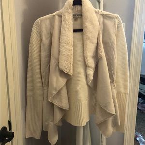 Suede/knit/fur cardigan